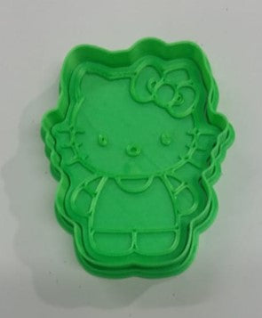 SELLO CORTADOR DE GALLETAS DE PLASTICO 8CM KITTY CON MOÑO