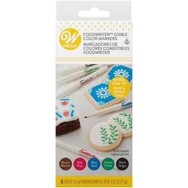 WILTON PLUMON COMESTIBLE PAQUETE  5 PZAS COLORES BÁSICOS PUNTA EXTRA FINA