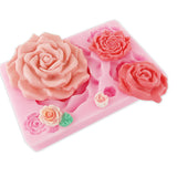 MOLDE DE SILICON PARA FONDANT 5 ROSAS