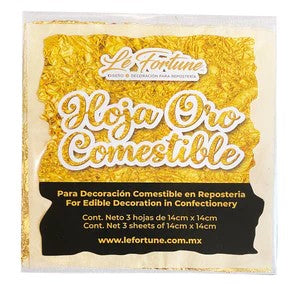 HOJA DE ORO DE LUXE COMESTIBLE 14 x 14 cm (3 PIEZAS)